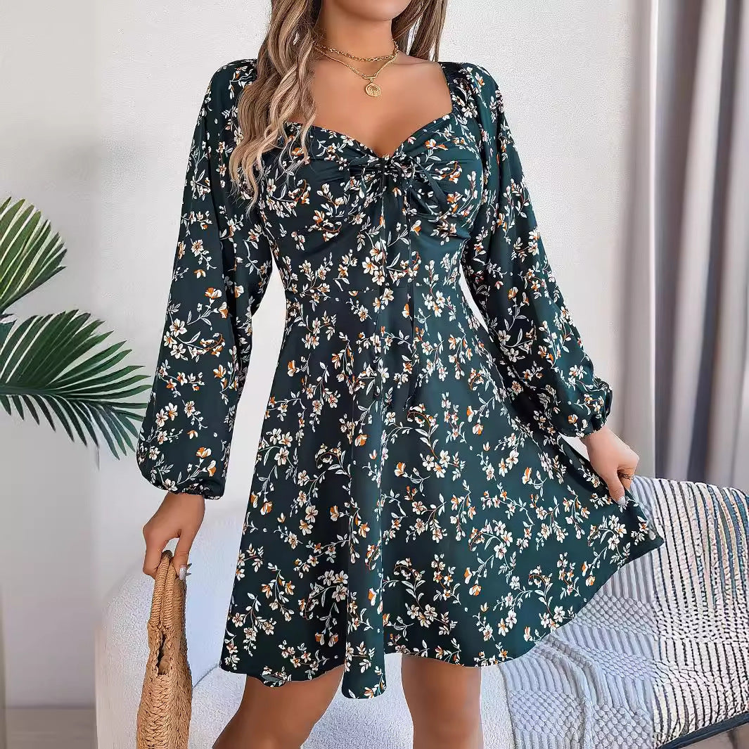 Damen Off-Shoulder Sommerkleid mit floralen Akzenten Drune