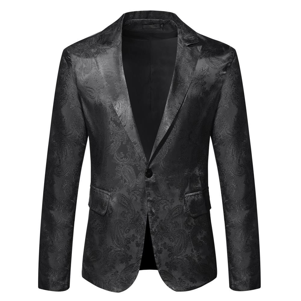 Herren Eleganter Paisley Muster Satin Blazer Drune