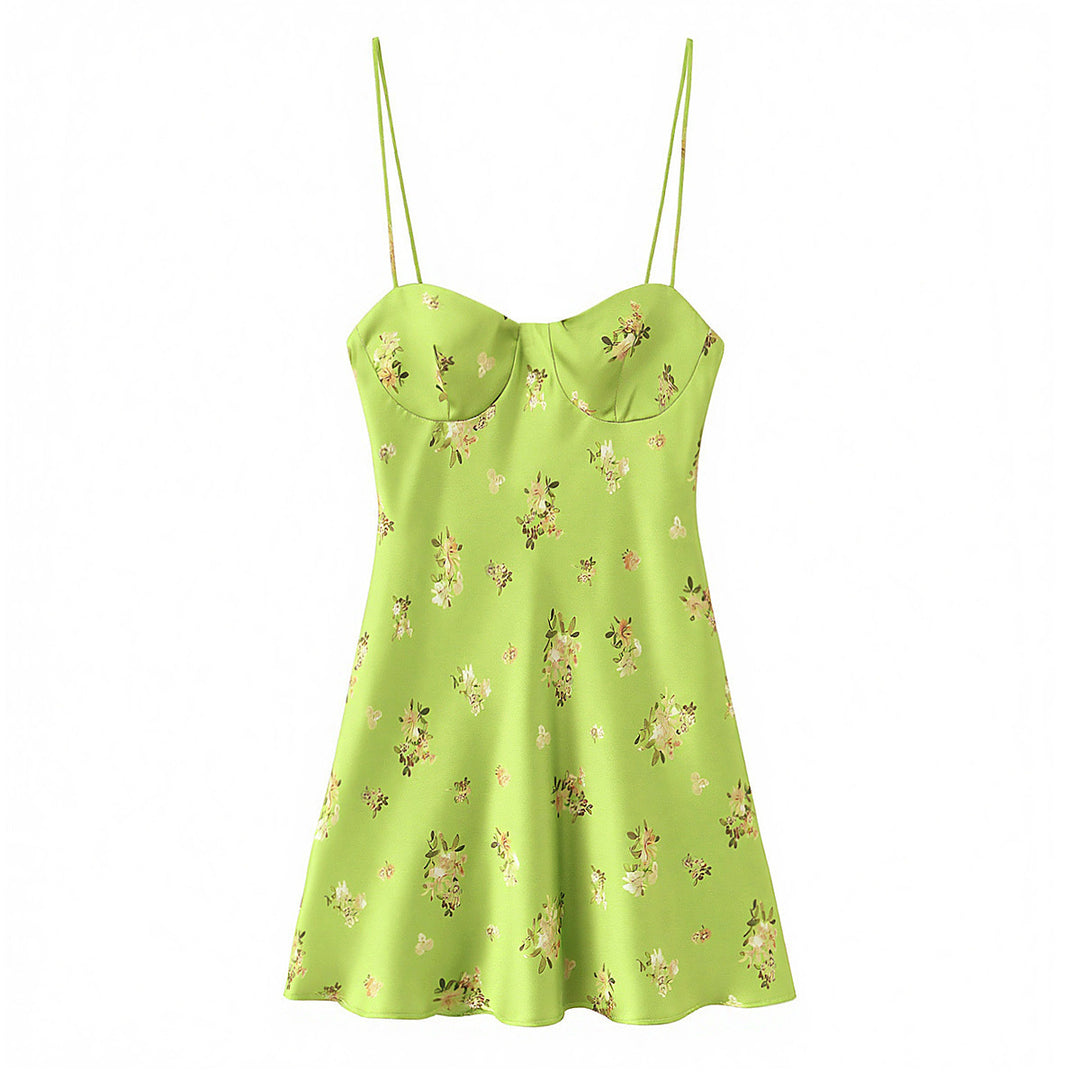 Damen Blusenkleid mit zartem Blumenmuster und schwingendem Rock Drune