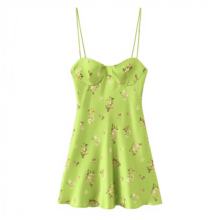 Damen Blusenkleid mit zartem Blumenmuster und schwingendem Rock Drune