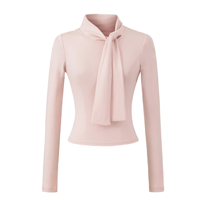 Damen Langarmshirt mit schickem Schlupfkragen und femininer Schleifenoptik Drune