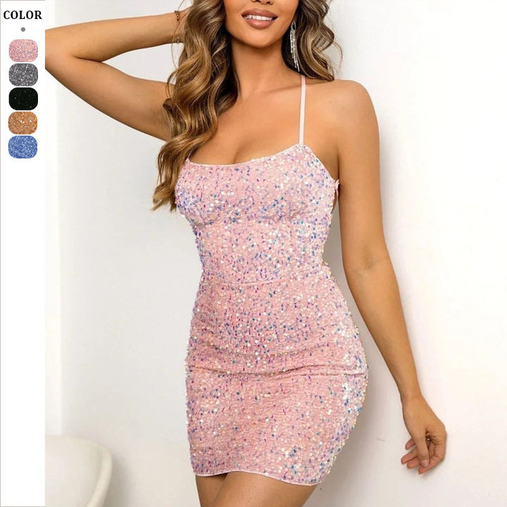 Damen Funkelndes Abendkleid mit schmalem Schnitt und verstellbaren Trägern Drune