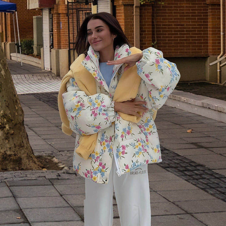Damen Freizeitjacke mit floralem Muster und voluminösen Ärmeln Drune