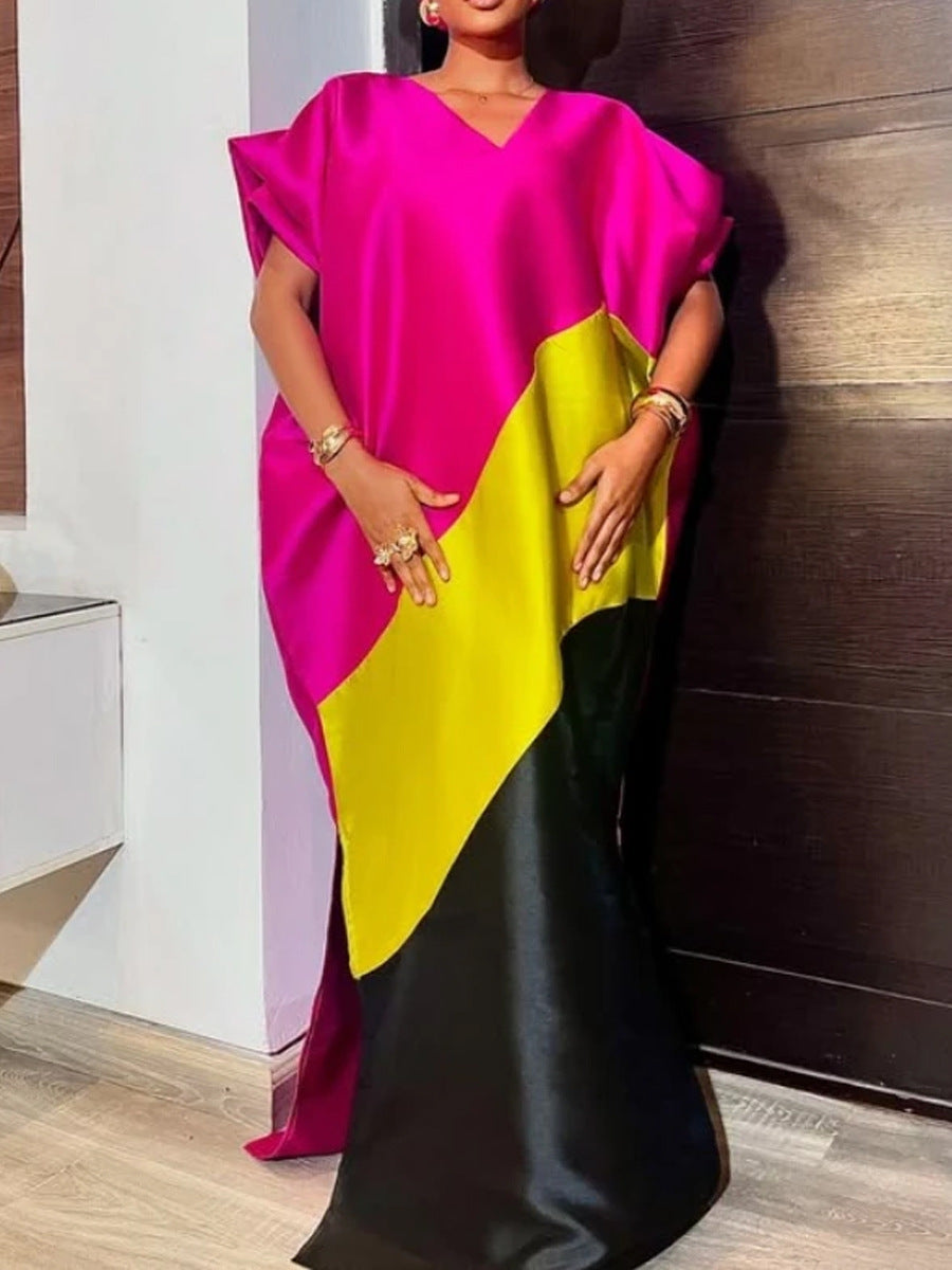 Damen asymmetrisches Kaftan-Kleid mit voluminösen Ärmeln Drune