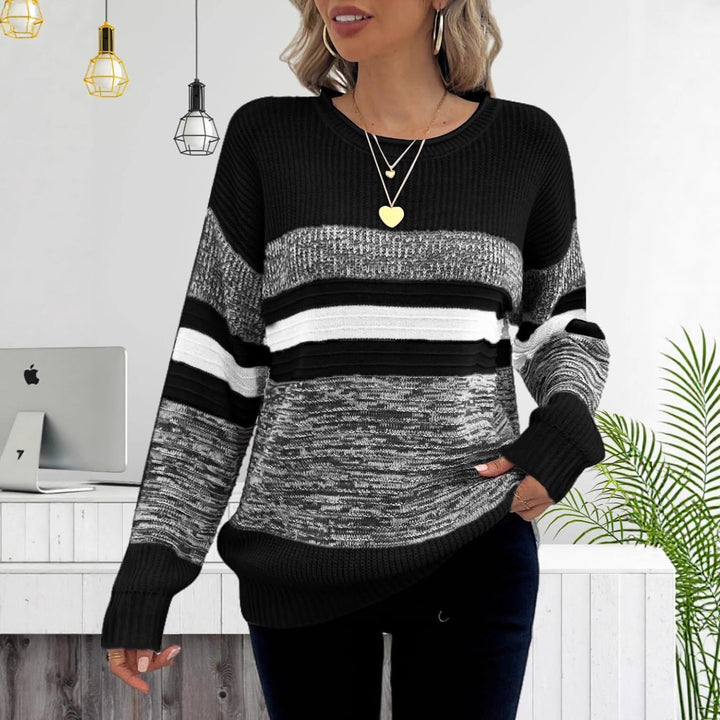 Damen lässiger Pullover mit gestreiftem Design und weitem Schnitt Drune