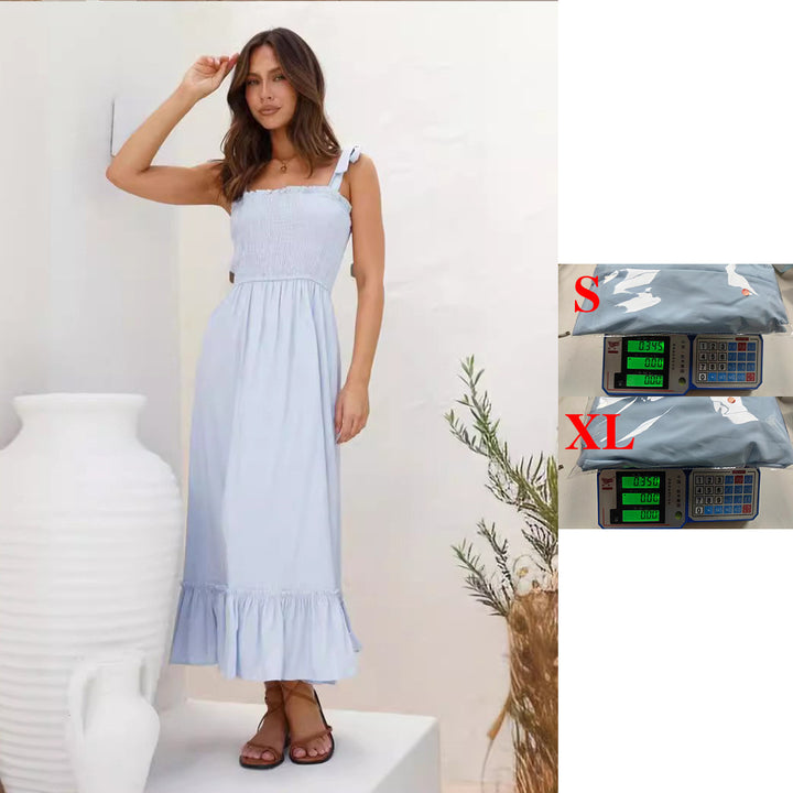Damen Maxikleid mit verspieltem Rüschensaum und elastischem Oberteil Drune