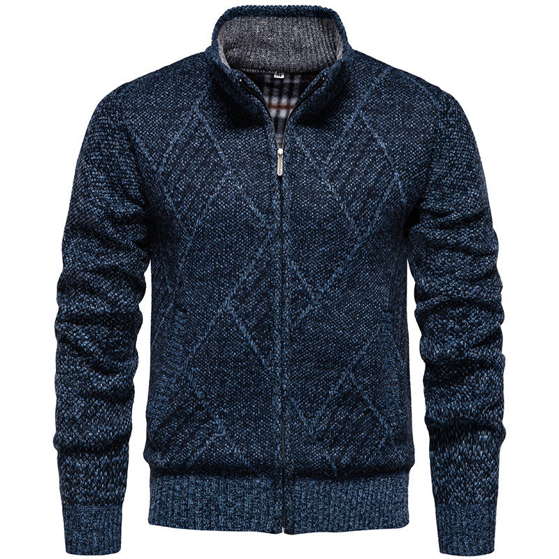 Herren modischer Strickjacke mit Stehkragen und einzigartigem Zopfdesign Drune