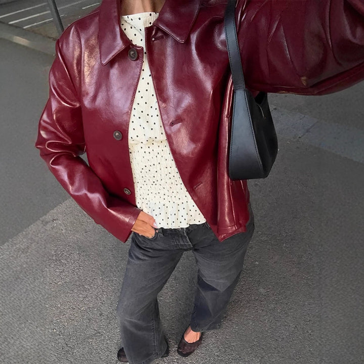 Damen Kunstlederjacke mit eleganter Passform Drune