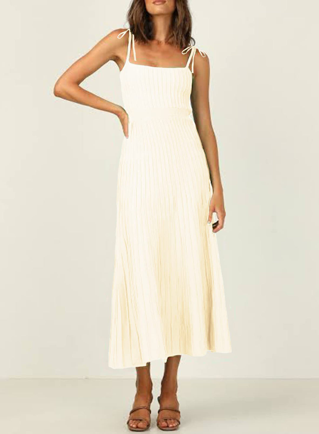 Damen Maxikleid mit schmalen Trägern und feinem Rippdesign Drune
