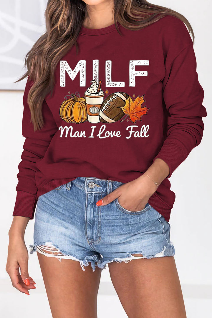 Damen Sweatshirt mit herbstlichem Essenzen-Motiv und inspirierendem Schriftzug Drune