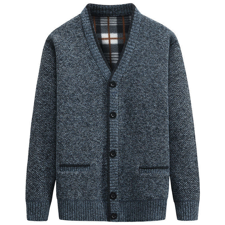 Herren Strickjacke mit V-Ausschnitt und hochwertigen Details Drune