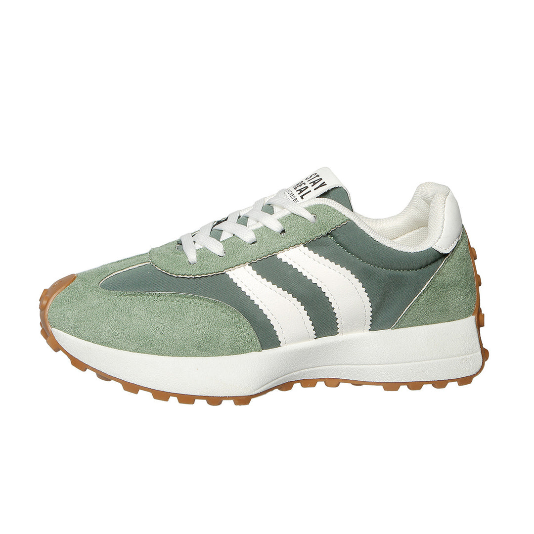 Damen nan retro-inspirierter Sneaker mit Wildleder-Overlays, Nylonoberteil und profilierter Waffelsohle Drune