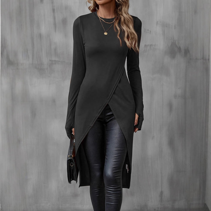 Damen Wickelkleid mit langem Arm und asymmetrischem Schnitt Drune