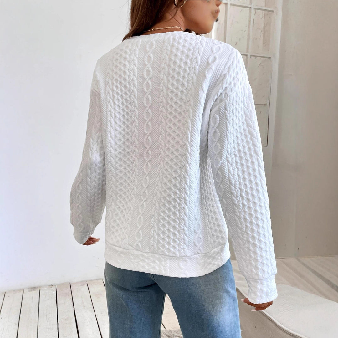 Damen Strickpullover mit strukturierter Oberflächentextur und elegantem Rundhalsausschnitt Drune