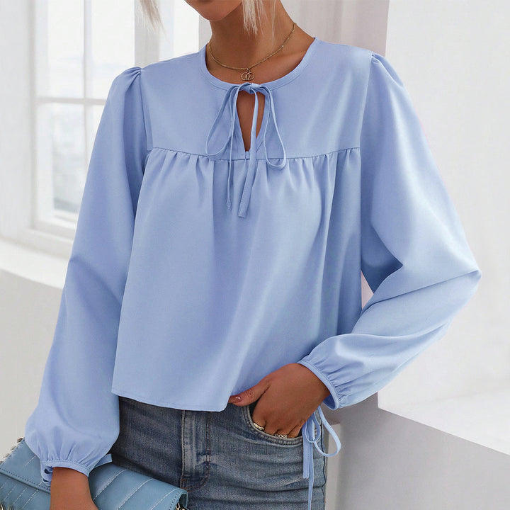 Damen Bluse mit dekorativem Bindeband und lässigem Schnitt Drune