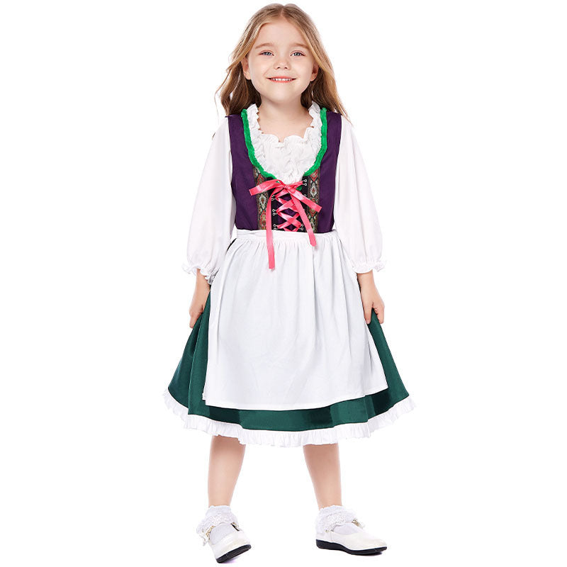 Damen nan dreiteiliges Trachtenkleid Dirndl Kostümset mit Schnürung, tailliertem Rock und abnehmbarer Carmenbluse Drune