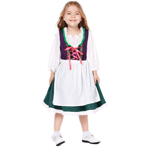 Damen nan dreiteiliges Trachtenkleid Dirndl Kostümset mit Schnürung, tailliertem Rock und abnehmbarer Carmenbluse Drune