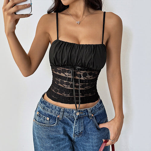Damen cropped Top mit elastischem Bund und raffinierten Rüschendetails Drune