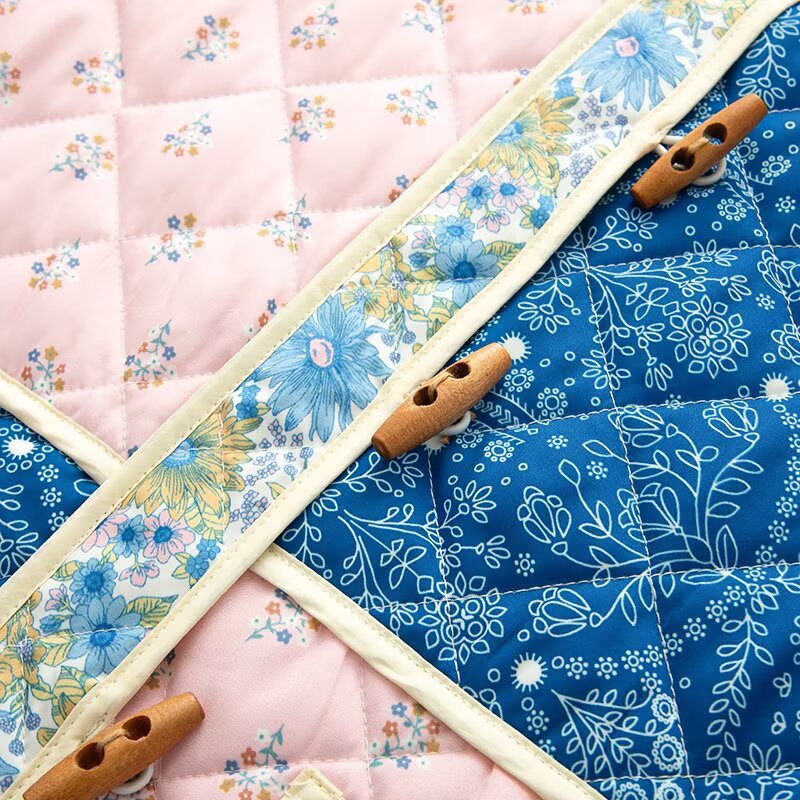Damen gesteppte Übergangsjacke mit floralen Mustern und großen Taschen Drune