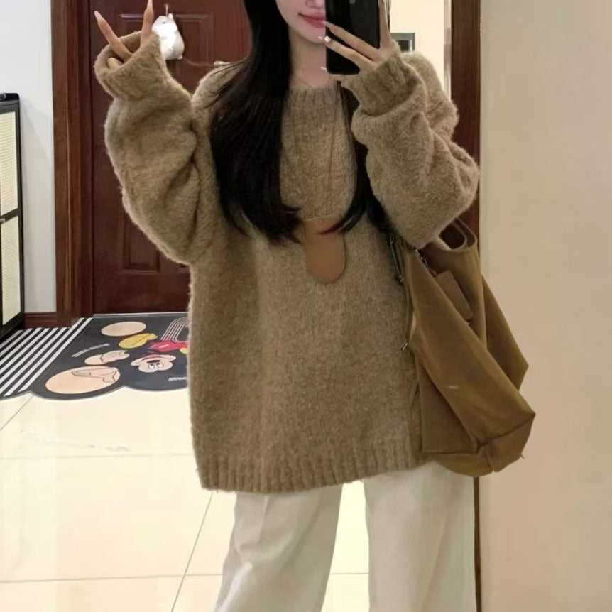 Damen Kuscheliger Oversized Pullover aus weichem Material Drune