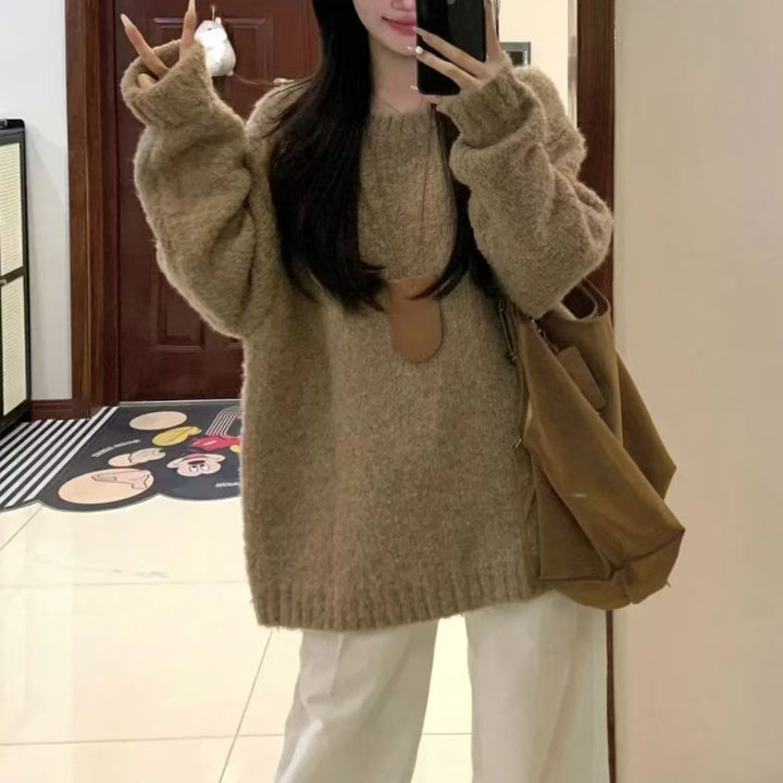 Damen Kuscheliger Oversized Pullover aus weichem Material Drune