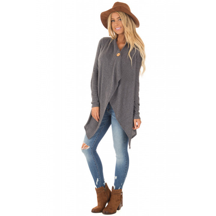 Damen Wickeljacke mit asymmetrischem Schnitt und Lederakzenten Drune