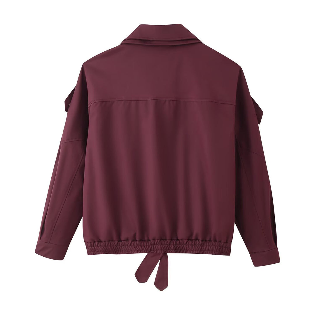 Damen lässige Übergangsjacke mit hohem Kragen und verstellbarem Kordelzug Drune