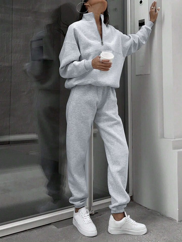 Damen nan weiches Lounge-Set mit weitem Sweatpullover und taillenhoher Jogginghose Drune