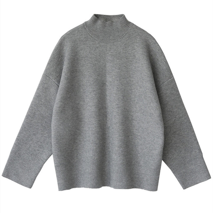 Damen Grobstrickpullover mit hohem Rollkragen und überschnittenen Schultern Drune
