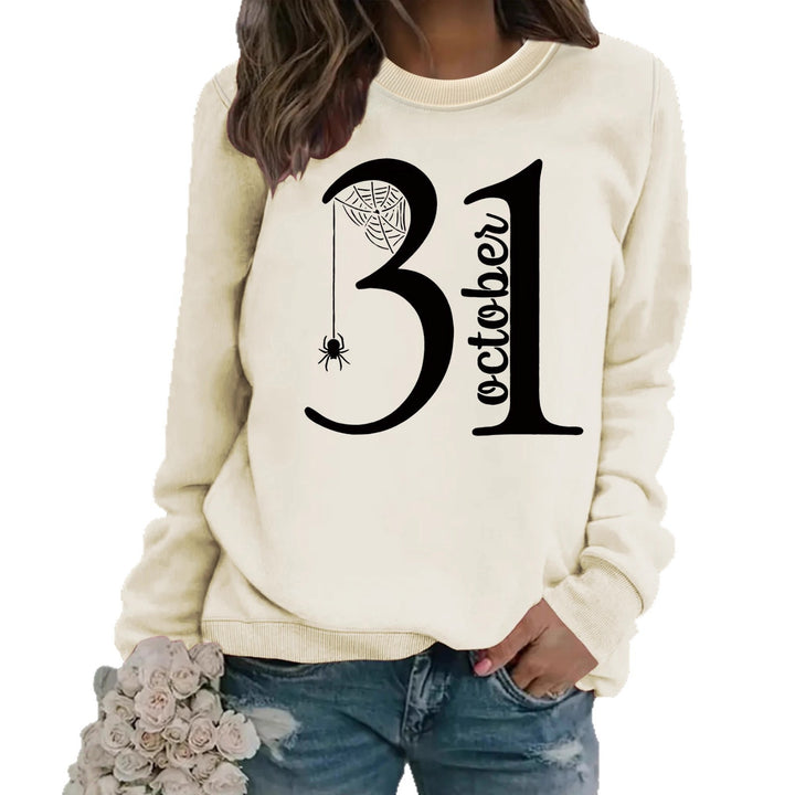 Damen Sweatshirt mit kreativem Halloween-Motiv und bequemer Passform Drune