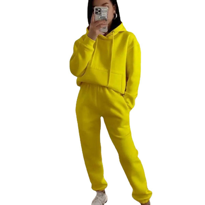 Damen nan kuscheliger Oversize-Kapuzenpullover und Highwaist-Jogginghose Set Drune