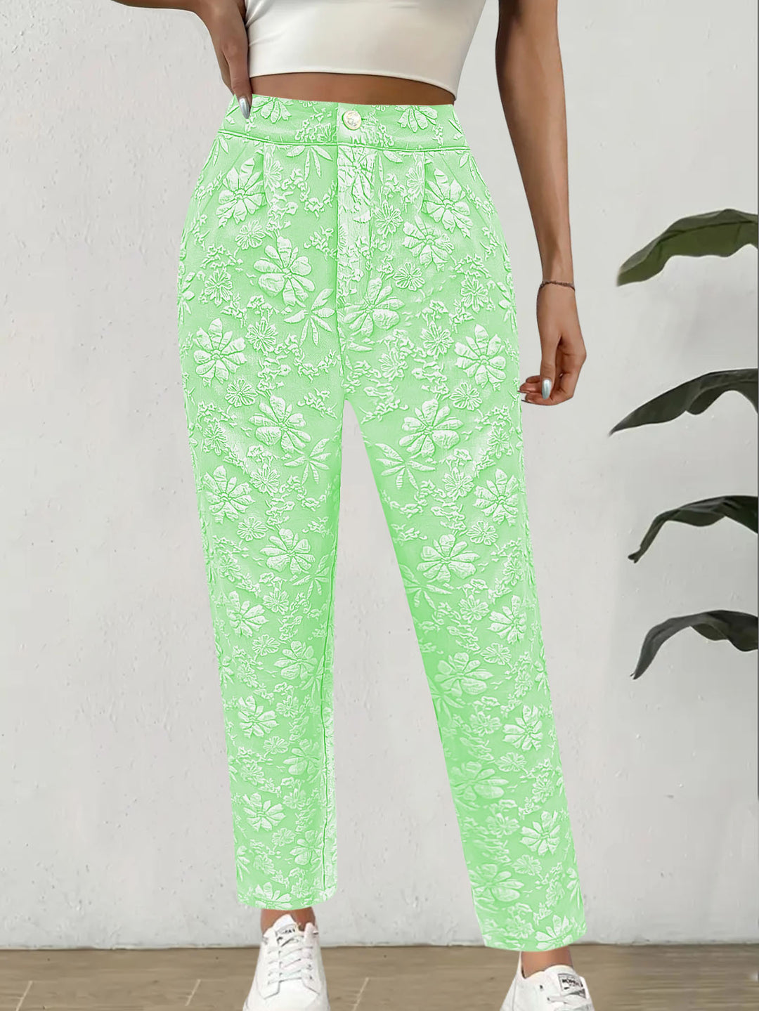 Damen elegante Blumenmuster Hose Drune