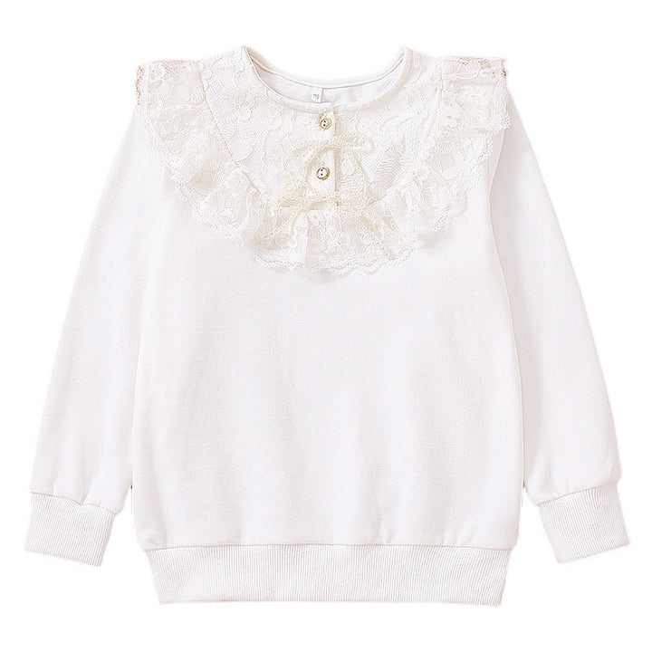 Mädchen Sweatshirt mit romantischem Spitzenkragen Drune