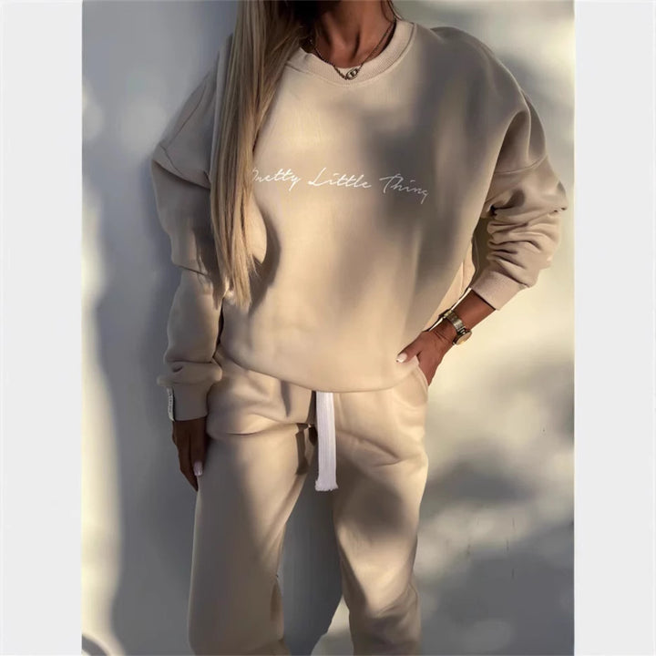 Damen komfortables Sweatshirt und Jogginghose-Set Drune