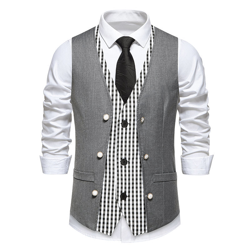 Herren elegante Anzugweste mit kontrastierendem Innenmuster Drune