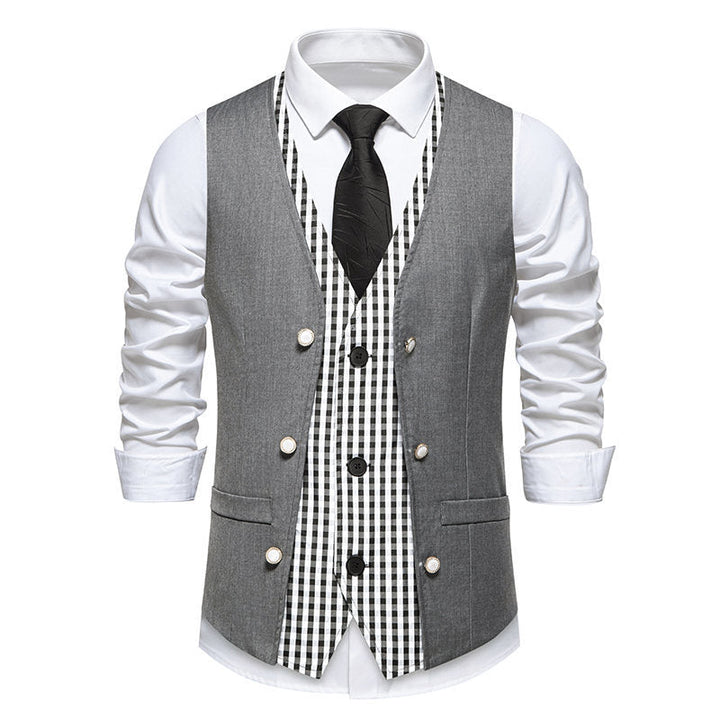 Herren elegante Anzugweste mit kontrastierendem Innenmuster Drune