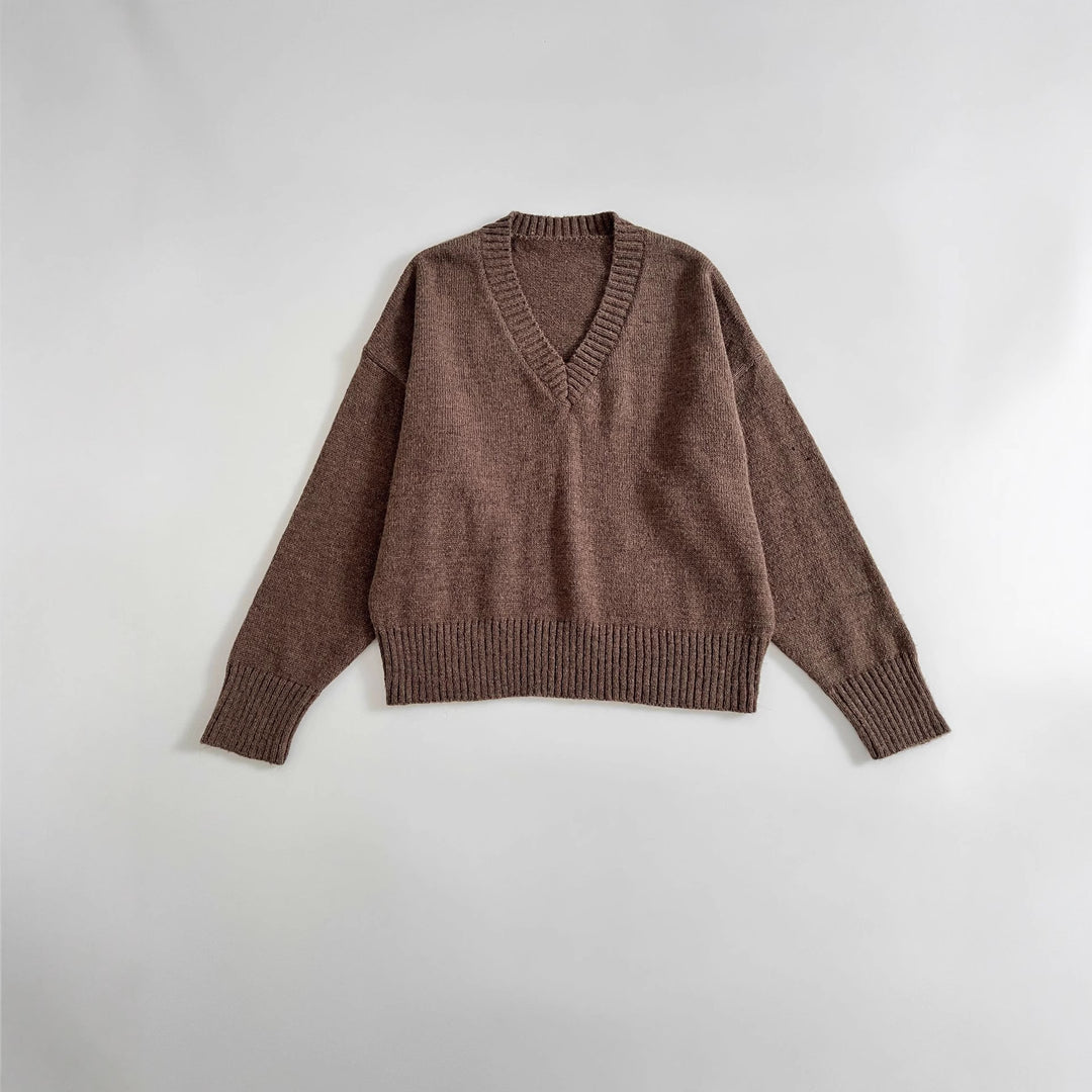 Damen lässiger V-Ausschnitt Pullover Drune