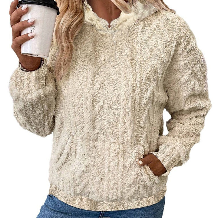 Damen Kapuzenpullover aus kuscheligem Material mit eingearbeitetem Beuteltaschen Drune