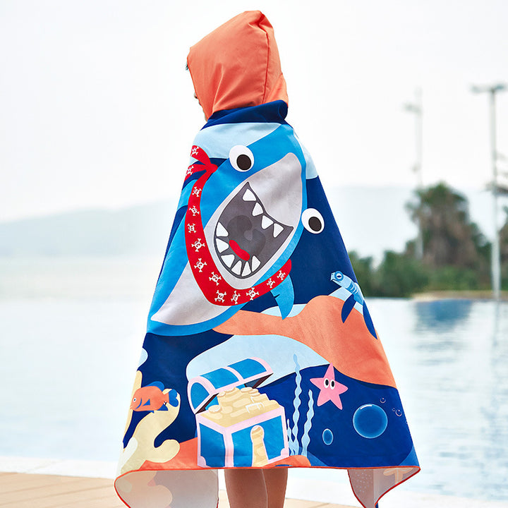 Unisex Strandponcho mit Hai-Motiv Drune