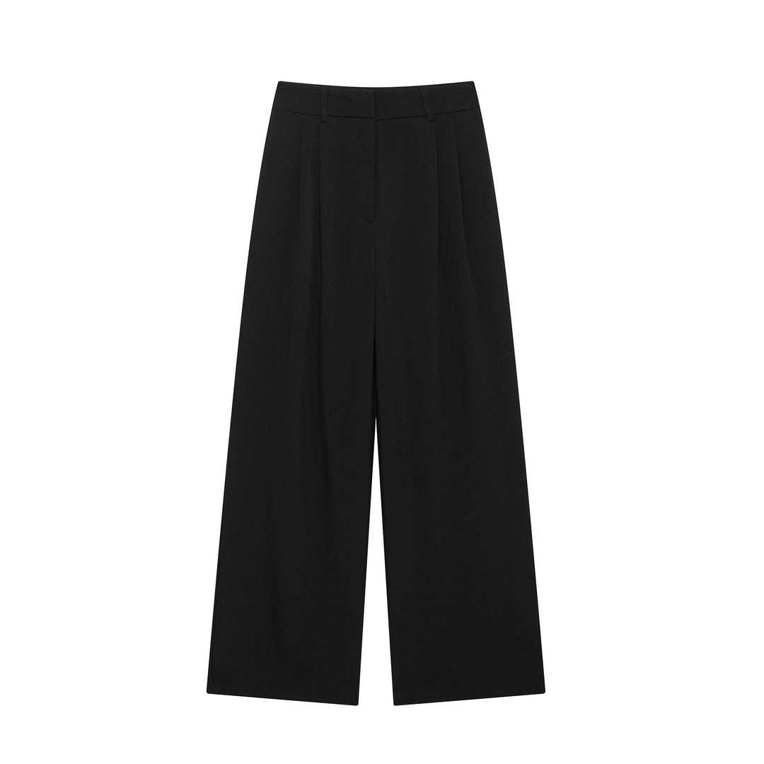 Damen weit geschnittene High-Waist-Stoffhose Drune