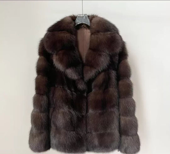 Damen luxuriöse und warme Kunstpelzjacke Drune