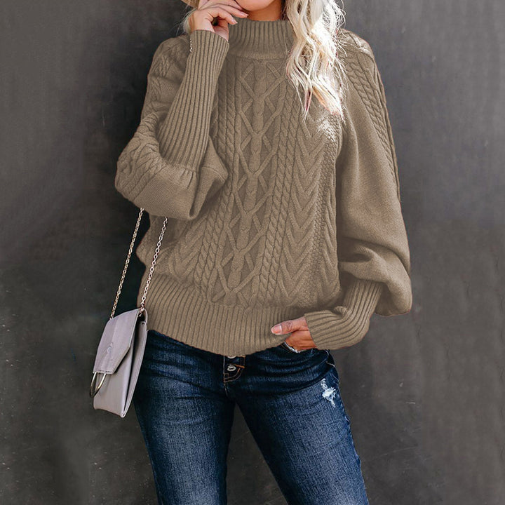 Damen Strickpullover mit Stehkragen und Zopfmuster Drune