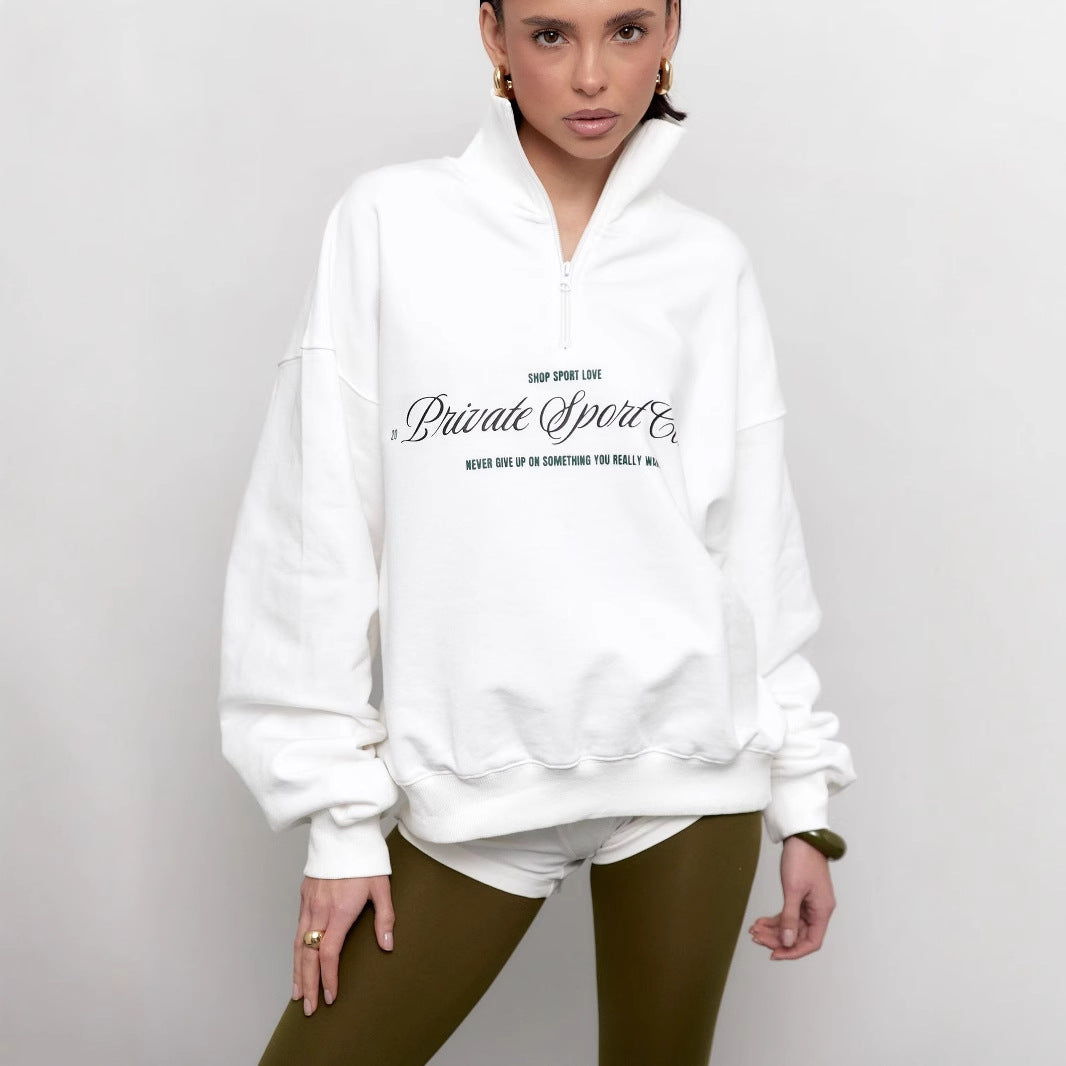 Drune | Sweatshirt Halbzip und Buchstaben Druck