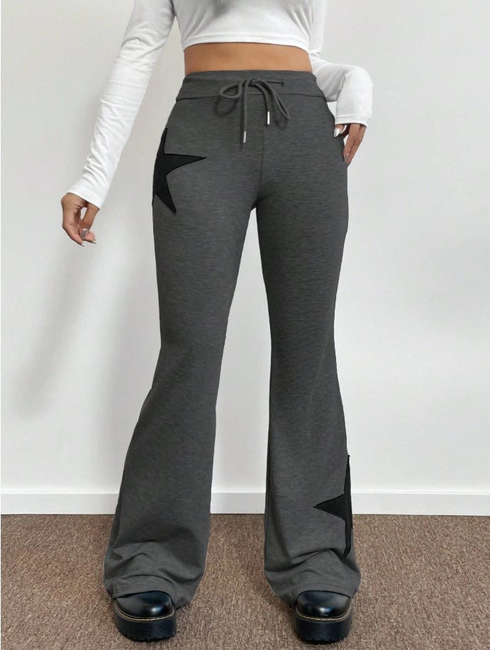 Damen lässige Sweatpants mit weitem Bein und Sternenmotiv Drune