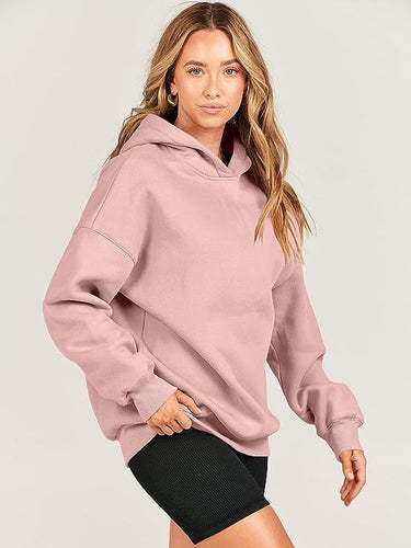 Damen lässiger Kapuzenpullover mit extragroßem Schnitt und weichem Fleece-Material Drune