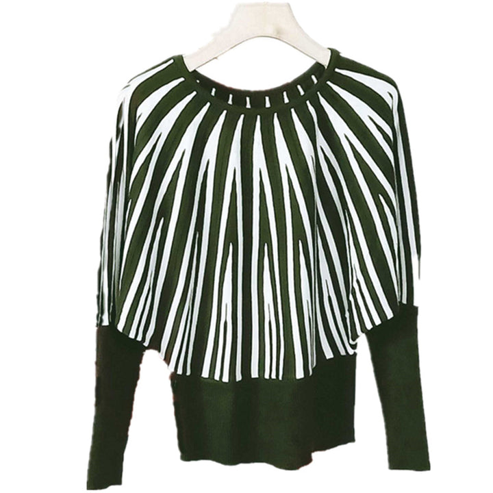 Damen weicher Pullover mit modernem Streifenmuster und weitem Schnitt Drune
