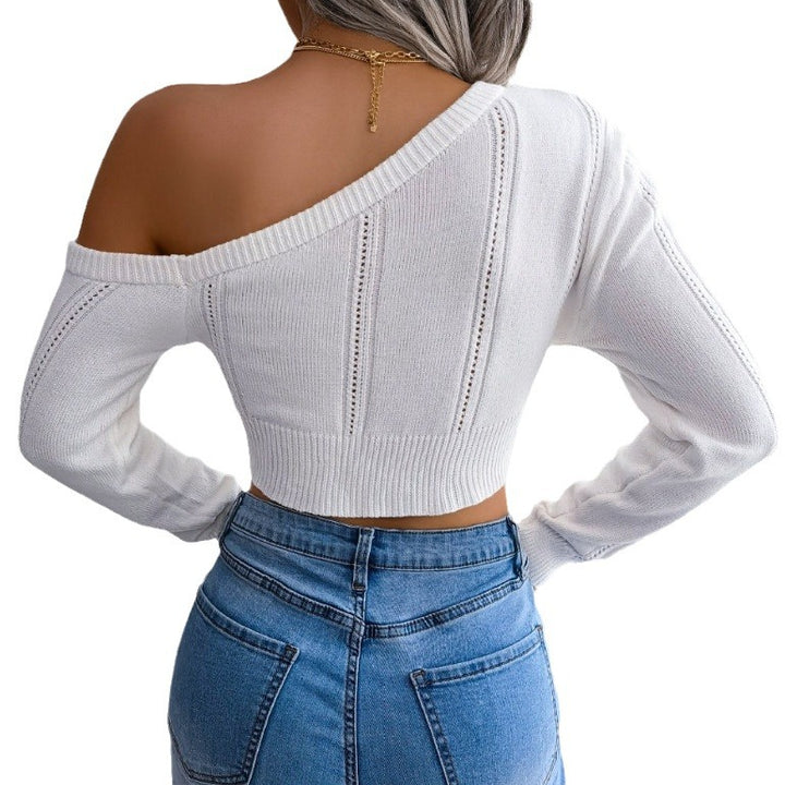 Damen Cropped Pullover mit asymmetrischem Ausschnitt Drune