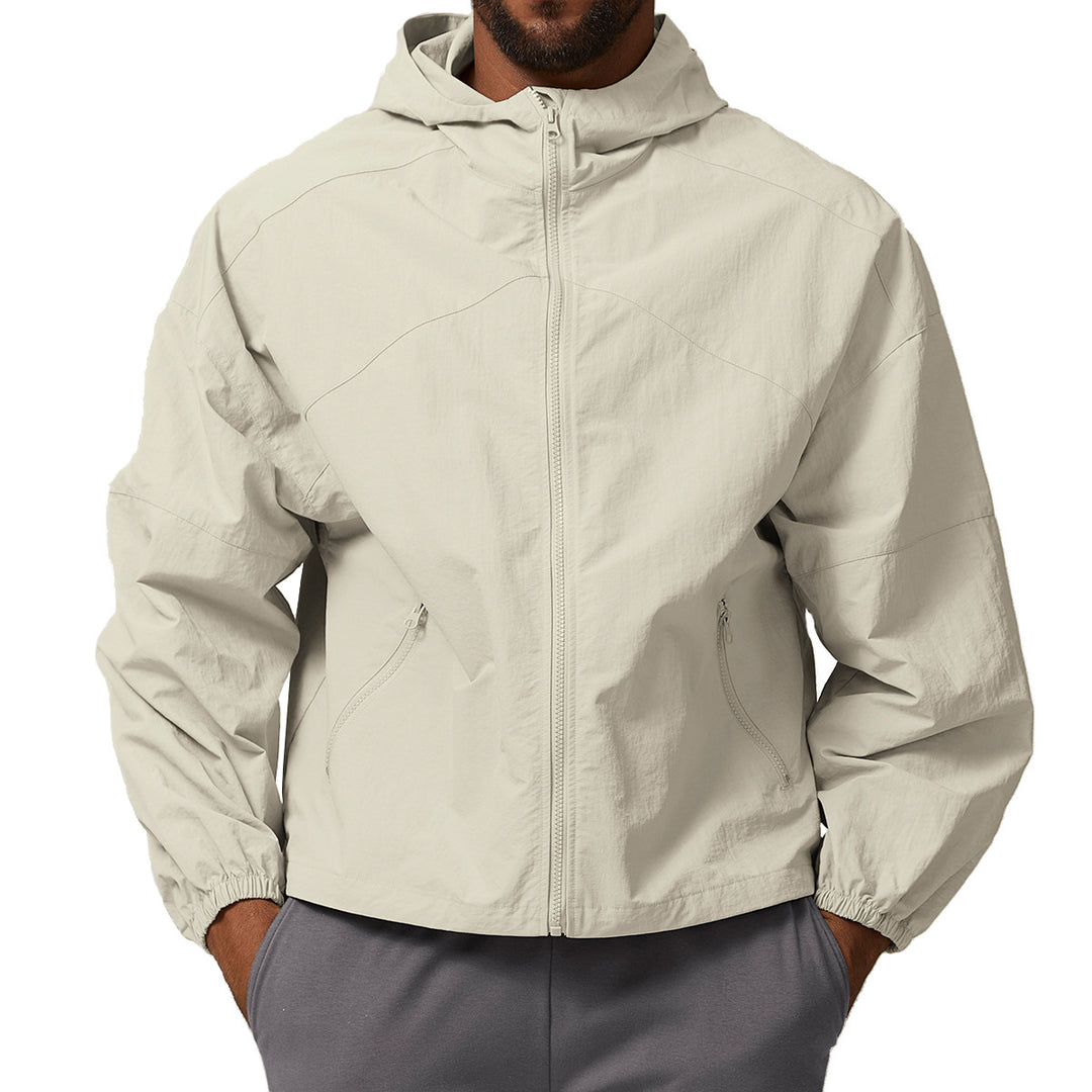 Herren Leichte Windjacke mit regulierbarem Kragen und seitlichen Reißverschlusstaschen Drune