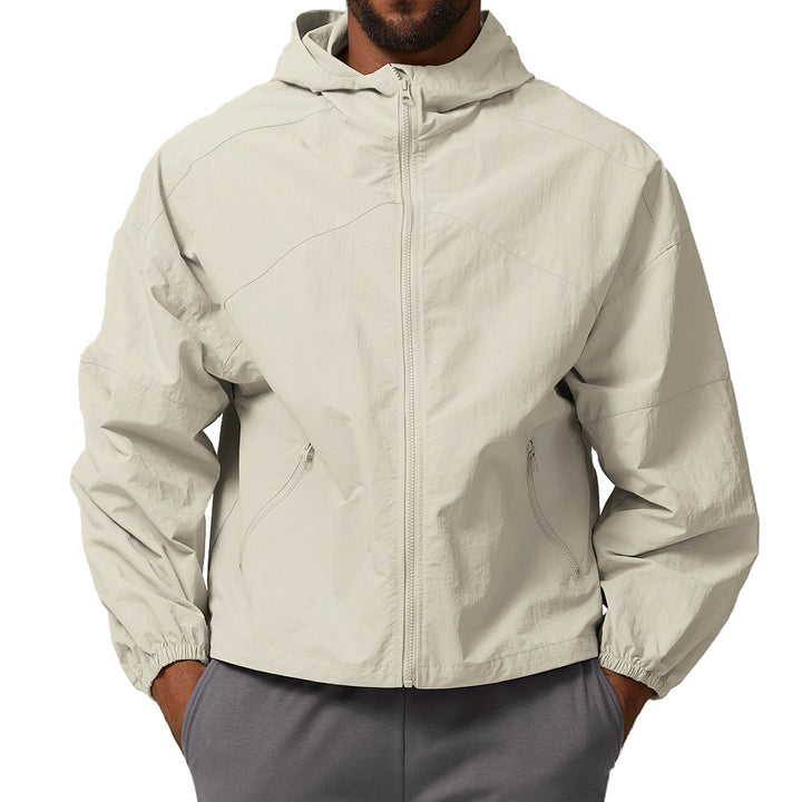Herren Leichte Windjacke mit regulierbarem Kragen und seitlichen Reißverschlusstaschen Drune