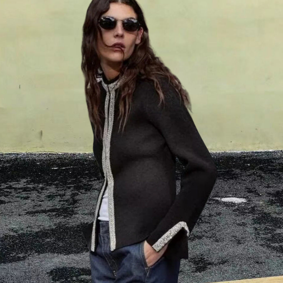 Damen Elegante Blazerjacke mit feinen Borte-Details Drune